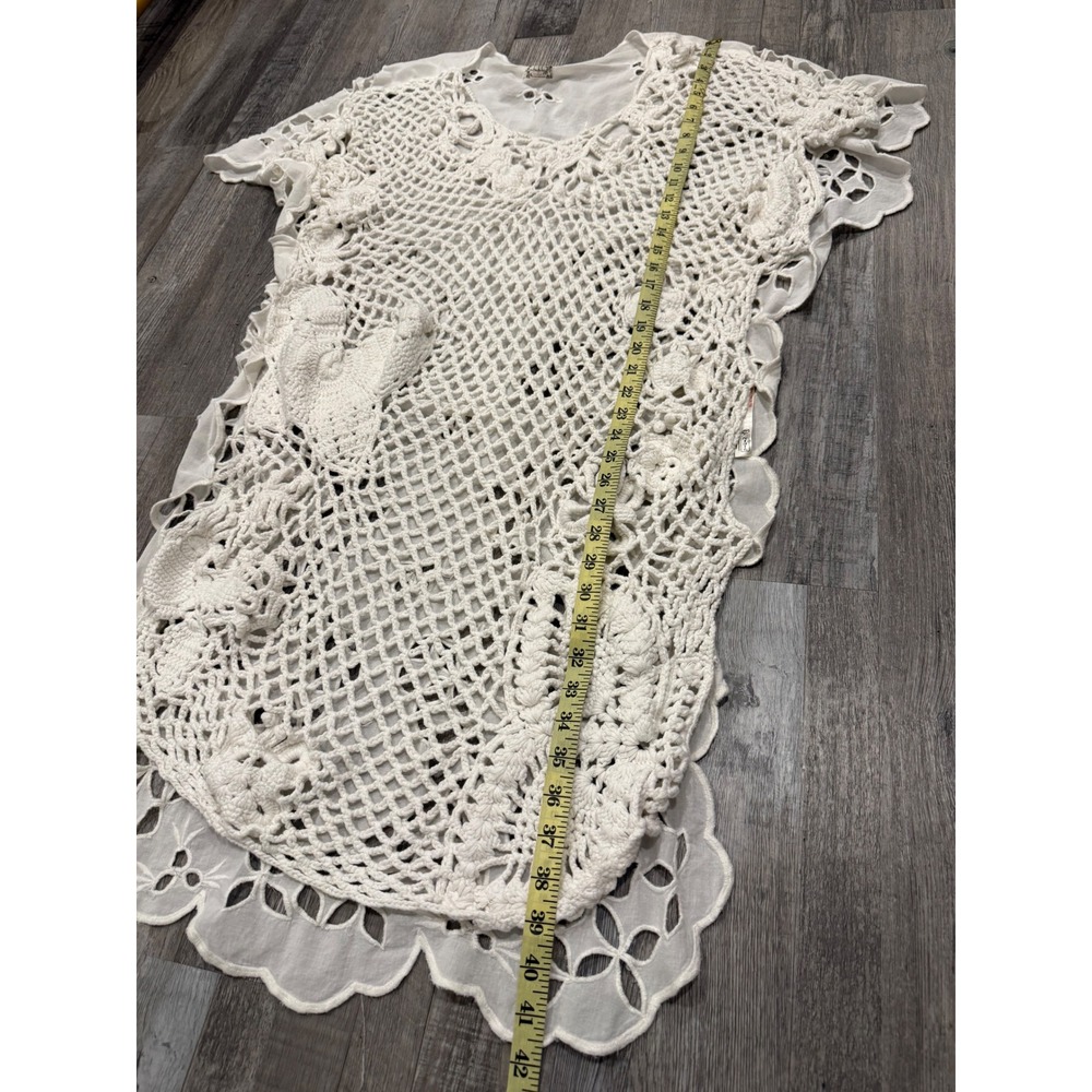 Intimately Free People White Crochet Away Eyelet Lace Kaftan Cover Up Dress XS/S - Picture 6 of 8